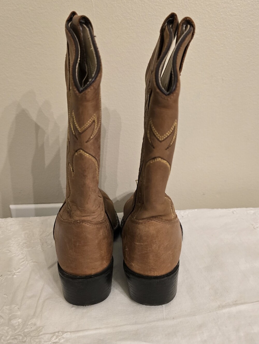 Old West Tan Suede Girl's Western Boots Size 1.0D - Picture 6 of 9